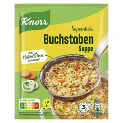 Knorr Suppenliebe Buchstaben Suppe leckere Nudelsuppe mit natürlichen Zutaten 3 Teller Kräuter 750 ml (1er Pack) Angebot bei HelloDeals