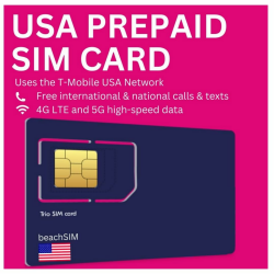 BeachSIM USA SIM Karte. Unbegrenzte 5G-Daten, Anrufe und SMS. T-Mobile-Netz. Hotspot für bis zu 10 Geräte. iOS & Android kompatibel. Gültig für 14 Tage 14 Jous Angebot bei HelloDeals