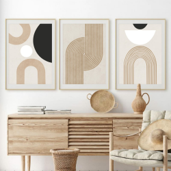 3er Premium Poster Set,Moderne Abstrakt Kunst Wandbilder,Ohne Rahmen Kunstdruck Leinwandbild,Boho Deko Bilder für Wohnzimmer Schlafzimmer (40x50cm) 40x50cm Beige Angebot bei HelloDeals