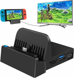 Ponkor Switch Docking Station für Switch/Switch OLED, 4K HD Switch TV Dock, 1080P HD Switch/Switch OLED Adapter mit 4K HDMI,USB 3.0 und Type-C Port(TV Dock) Angebot bei HelloDeals
