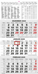 3-Monatskalender 2025 Bürokalender Wandplaner 450x235mm Dreimonatskalender klein Angebot bei HelloDeals