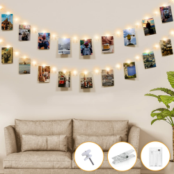 kolpop Lichterkette mit Klammern für Fotos 5M 50LED Foto Batteriebetriebene Fotoclips für Wohnzimmer, Weihnachten, Hochzeiten, Party Bilder Aufhängen Warmweiß Angebot bei HelloDeals