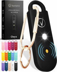 Vantamo Persönlicher Alarm für Frauen – Extra laute Doppel-Lautsprecher, zuerst mit schwacher Batterieanzeige mit Stroboskoplicht, wiederaufladbar – Sicherheitsalarm-Schlüsselanhänger Onyx Angebot bei HelloDeals