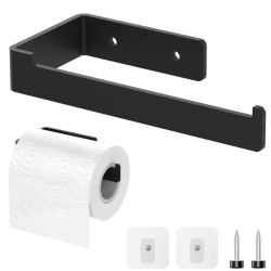 Diompirux Toilettenpapierhalter, Klopapierhalter Aus Edelstahl, Gebohrt oder Selbstklebend Klorollenhalter Bad, mit 2 Klebehaken und 2 Schrauben, für Küche und Badzimmer,Modernes Design Matt Schwarz Angebot bei HelloDeals