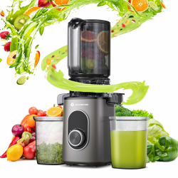 AAOBOSI Entsafter mit 110 MM Öffnung,Slow Juicer für Gemüse und Obst,Hohe Saftausbeute,Saftpresse Elektrisch mit Rückwärts Funktion,Leicht zu Reinigen，BPA-Frei,Inklusive Bürste und 2 Tassen Angebot bei HelloDeals