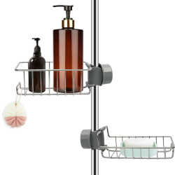 2 Stück Duschablage ohne Bohren Edelstahl, Duschregal Rostfrei Duschkorb für Duschstange, Shampoo Halterung Duschgelhalter Seifenhalter für Dusche, Schwammhalter Organizer für 18-27mm Stange Angebot bei HelloDeals