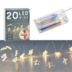 Cepewa Mikro Draht Lichterkette Stern warmweiß silber Batterie Deko Beleuchtung Weihnachten Timer (1 x 20 LED Stern Mikro-Draht Lichterkette 220cm) Angebot bei HelloDeals
