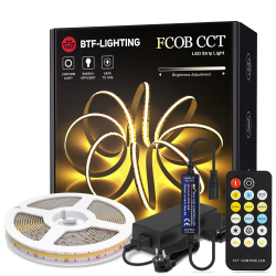 BTF-LIGHTING FCOB COB CCT 24V Kit Flexible hohe Dichte 640LEDs/m 5M RF Dimmbare Steuerung Abstimmbarer 2700K-6000K CRI>90 LED-Streifen für Schlafzimmer Küche Home Indoor mit 24V Adapter Rf-steuerung 5m Angebot bei HelloDeals