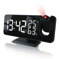 CSL - Radiowecker digital – Projektionswecker – 7 Tasten – 2 Alarme – Projektion und Licht – Autodimmer - 15 FM Radiospeicher – Temperatur und Luftfeuchtigkeitsanzeige - mit Netzteil Angebot bei HelloDeals