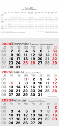 2025 ADINA Dreimonatskalender B4 mit Schulferien 48,5x23,5cm Angebot bei HelloDeals