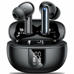 Bluetooth Kopfhörer AOVOCE Kopfhörer Kabellos Bluetooth in Ear 5.3 mit 4 ENC Noise Cancelling Mic LED Anzeige Hi-Fi Stereo Bass 40 std Spielzeit IPX6 Wasserdicht Ohrhörer Sport für iOS Android Schwarz kühles Schwarz Angebot bei HelloDeals