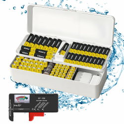 agctrler Batteriebox Batterie Organizer, Batterie Aufbewahrungsbox für 115 AAA AA Batterien, Kunststoff Batterien Aufbewahrung mit Tester, Nur Box Angebot bei HelloDeals