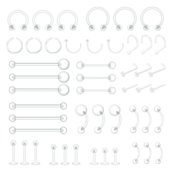 MixPiercing 48 Stück Klare Piercing Retainer aus Kunststoff für Nase Zunge Brustwarze Nippel Bauch Lippen Labret Septum Hoops Ohr Knorpel, Plastik Piercing Platzhalter Schmuck für OP Angebot bei HelloDeals