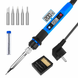 WinGluge 80W Lötkolben Set, Lötstation mit Temperatur Einstellbar 180-480°C, Lötset mit Lötdraht, Soldering Iron Kit mit LED Bildschirm und 5 Lötspitzen zum Heißschneiden Schweißen Brandmalerei Angebot bei HelloDeals