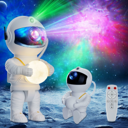 Sternenhimmel Projektor, Astronaut LED Sternenprojektor sitzen/stehen, 8 Nebelmodi, 2 Sternenmodi & Timing, 5 Helligkeit & Geschwindigkeit, Fernbedienung Mond Nachtlicht für Kinder Erwachsene Party Angebot bei HelloDeals