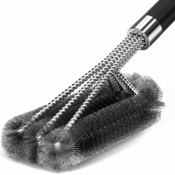 VDISRR Grillbürste, Grillbürste für Gussrost, Dreireihigen Edelstahlborsten, Lange Griff aus Kunststoff, für Holzkohle-, Elektro- und Gasgrills (Grillbürste Lange Griff) Angebot bei HelloDeals