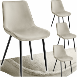 tectake® Esszimmerstühle 4er Set, Samtstoff Stuhl mit Rückenlehne, ergonomische Essstühle, bequemer Küchenstuhl, Esszimmerstuhl, Cocktailsessel für Lounge, Dining, Küchentisch - Creme 4er Set Creme Angebot bei HelloDeals