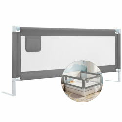 WOLTU Bettgitter, 200 cm Bettschutzgitter für Kinder Baby, Rausfallschutz Bett Kinderbett Elternbett, Gitterschutz höhenverstellbar 69-87 cm, Oxford-Gewebe Metall, Dunkelgrau 200cm Dunkelgrau Angebot bei HelloDeals