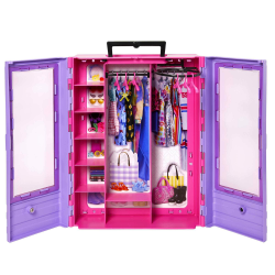 Barbie Kleiderschrank, Ultimate Closet, zum Organisieren von Barbie Kleidung und Accessoires, inkl. Kleiderbügel, Spielzeug ab 3 Jahre, HJL65 Ultimate Fashion Kleiderschrank Angebot bei HelloDeals