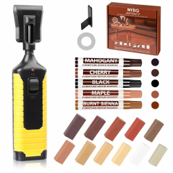 NYBQ Laminat Reparaturset, 24 Stück Holz Parkett Reparaturset Neuem Upgrade-Schmelzwerkzeug, 11 Farben Hartwachs für Holzkitt Vinylboden Holzböden Möbel Arbeitsplattet Reparatur set Angebot bei HelloDeals