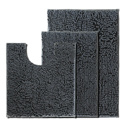 UHOUSEST Badezimmer Matte Set 3 Stück, Anti-Rutsch-Chenille Bad Matte Set Teppiche, weich mit Wasserabsorbierenden Sockel Badematte und U-Form Bad Toilette Teppich für Maschine waschbar, Anthrazitgrau Angebot bei HelloDeals