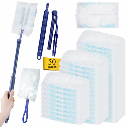 52 Stück Staubmagnet Nachfüllpack Kompatibel mit Swiffer Staubmagnet, Einweg Staubwedel Kompatibel mit Swiffer Duster mit 2 Handgriffe, Nachfüllung Staubwedel für Tierhaare, Staub, Schmutz Angebot bei HelloDeals