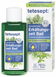 tetesept Erkältungszeit Bad – Gesundheitsbad für die kalte Jahreszeit mit 5 ätherischen Ölen – Wohltuender Badezusatz zur Entspannung von Körper und Geist – 1 x 125 ml Angebot bei HelloDeals