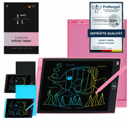 Infinity Seven LCD Schreibtablet 12 Zoll, Bunter Bildschirm, Schreibtafel, Notizen Machen, Malen, Kinder Geschenk, Lernen, Wiederverwendbar, Zeichnen, Tragbar, Tablet, farbig (Rosa) Angebot bei HelloDeals