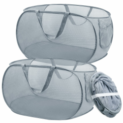 2 Stück Pop up Wäschekorb, 36 x 36 x 58cm Faltbarer Wäschekorb, Wäschekorb Klappbar Mit Henkel, Tragbar Wäschekorb Aus Mesh, Faltbarer Pop-up-Korb Für Badezimmer, Wohnheim, Reisen 2 Stück - Grau Angebot bei HelloDeals