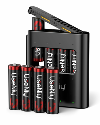 UseNiy Lithium AA Akku 8 stück mit Ladegerät, wiederaufladbare AA Batterien, 3600mWh hohe Kapazität Mignon AA Batterien, 1.5V Lithium AA Batterien und Akku Ladegerät mit Ladung-Aufbewahrung Funktion Angebot bei HelloDeals