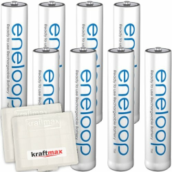 8er Pack Panasonic Eneloop AAA/Micro Akkus - Neueste Generation - Hochleistungs Akku Batterien in Kraftmax Akkuboxen V5 Single Angebot bei HelloDeals