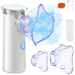 NEEMOSI Tragbarer Inhalationsgerät,Elektrische Mesh Nebulizer Inhalator Vernebler für Erwachsene und Kinder,2 Einstellbare Sprühbilder Sehr Leise Inhaliergerät mit 2 Masken und 1 Mundstück Angebot bei HelloDeals