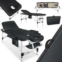 KESSER® Mobile Massageliege 80 cm Breit klappbar & höhenverstellbar 3 Zonen Massagebett Massagetisch Kosmetikliege Therapieliege Aluminium + 10x Gesichtsauflage mit Kopfstütze Armlehnen Tasche Schwarz Breite - 80cm Schwarz Angebot bei HelloDeals