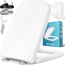 KESSER® WC Sitz mit Absenkautomatik Toilettendeckel Quick-Release-Funktion und Softclose - einfache Montage Klodeckel aus Duroplast Toilettensitz mit Edelstahl Befestigung E-Form Wc Sitz E-Form Angebot bei HelloDeals