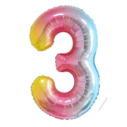 Geburtstag zahlen luftballon 3 jahre | Regenbogen Farbverlauf-Riesen Folienballon 3 XXL Folienballon in 40" - 101cm Geburtstagsdeko - Ballon Zahl Deko zum Geburtstag - fliegt mit Helium 3 Regenbogen Angebot bei HelloDeals