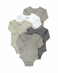 Kindsgard Baby langärmeliger Wickelbody trunder - weiche und hochwertige 100% Bio-Baumwolle 74 5er_grau Angebot bei HelloDeals