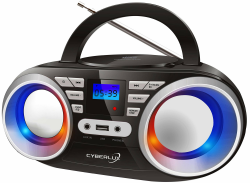 Tragbarer CD-Player | LED-Disco-Lichter | Boombox | CD/CD-R | USB | FM Radio | AUX-Eingang | Kopfhöreranschluss | 20 Speicherplätze | Kinderradio | CD-Radio | Kompaktanlage (Black/Sunny Silver) Angebot bei HelloDeals