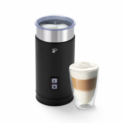 Tchibo elektrischer Milchaufschäumer, 130ml Fassungsvermögen, aus rostfreiem Edelstahl, Antihaftbeschichtung, warmer und kalter Milchschaum, für Latte Macchiato, Cappuccino und Kakao (Schwarz) Angebot bei HelloDeals