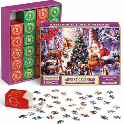 Adventskalender Puzzle 2024, 24 Tage Weihnachts Countdown Familien-Spiel Jigsaw, 1008 Teile, 70 x 50 cm Angebot bei HelloDeals