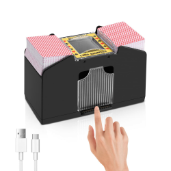 Automatische Kartenmischmaschine, 4-Deck-Kartenmischer, über USB wiederaufladbarer/batteriebetriebener Kartenmischer, elektronischer Casino-Poker-Kartenmischer, professioneller Spielkartenmischer Angebot bei HelloDeals