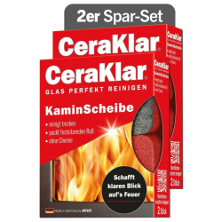 abrazo CeraKlar KaminScheibe - 4 Kaminscheibenreiniger, 2x2 Stk. - kratzfreie Kamin Scheibenreinigung ohne Chemie, Kaminglasreiniger, Kaminreiniger Angebot bei HelloDeals