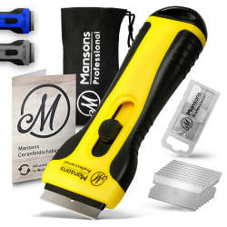 Mansons Ceranfeldschaber mit 15 Klingen für Ceranfeld Kratzer, Herd Glasschaber für Cerankochfeld, Reiniger für Induktionskochfeld & Glaskeramik, Ceran® Schaber für Kochfeld und Backofen, Set Angebot bei HelloDeals