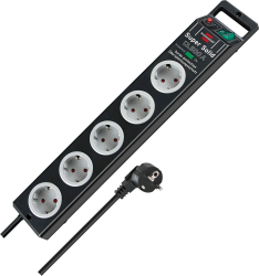 Brennenstuhl Super-Solid Steckdosenleiste 5-Fach mit Überspannungsschutz (Mehrfachsteckdose mit 2,5m Kabel und Schalter - aus bruchfestem Polycarbonat) schwarz/grau Angebot bei HelloDeals