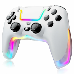 Yeerain Wireless Controller für P4, RGB Gamepad mit Makro M1/M2/6-Achsen Gyro/Dual Vibration/Audio Jack/Turbo, Games Zubehör Kontroller Kompatibel mit P4/Pro/Slim, 360°-Joystick-Gamecontroller Angebot bei HelloDeals