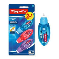 Tipp-Ex Korrekturroller Micro Tape Twist mit Schutzkappe, in 3 Farben (nicht wählbar), 8m x 5 mm, 3er Pack, Ideal für die Schule Single Angebot bei HelloDeals