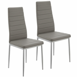 Juskys Esszimmerstühle Loja 2er Set mit Kunstleder Bezug & hoher Rückenlehne - stabiles Stahl Gestell bis 120 kg belastbar - 2 Stühle für Esszimmer & Küche - Küchenstühle Esszimmerstuhl - Grau Angebot bei HelloDeals