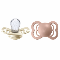 BIBS Supreme Schnuller 2er-Pack, BPA-frei, Symmetrischer Nippel. Silikon, Hergestellt in Dänemark. 0-6 Monate (2er Pack), Ivory/Blush Angebot bei HelloDeals