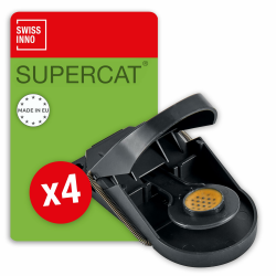 SWISSINNO Mausefalle SuperCat | Effizient + Wiederverwendbar mit Erdnussbutter-Köder | Sofortiges Fangen + Töten | Verwendung im Innen- und Außenbereich | 4X Fallen Angebot bei HelloDeals