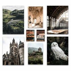 ARTFAVES® Poster Set - POTTERHEAD - mehrteilige Wanddeko Wohnzimmer & Schlafzimmer - 8 moderne Wandbilder Schottland, England, mystisch, Zug, Schneeeule - ohne Bilderrahmen POTTERHEAD ohne Rahmen Angebot bei HelloDeals