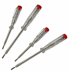 H+H Werkzeug 45200 45500 VDE Standardprüfer, Spannungsprüfer/Phasenprüfer-Set bis 250V-4-tlg. (2X 45200 / 2X 45500) GS geprüft 0680, transparent/rot, 2x 140 mm / 2x 190 mm 4-teilig Angebot bei HelloDeals